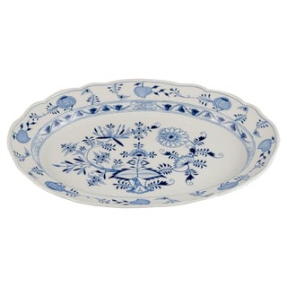 Large German Blue Onion Pattern Serving Platter from Meissen, 1890s For Sale