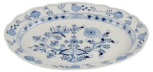 Large German Blue Onion Pattern Serving Platter from Meissen, 1890s