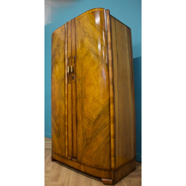 1930s Art Deco Compact Wardrobe in Walnut, 1930s For Sale - Image 5 of 9
