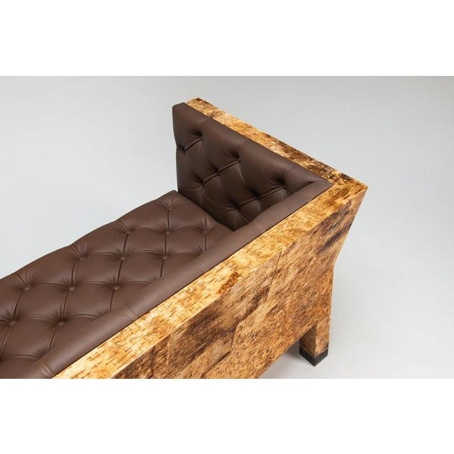 Sculptural Birchwood Sofa in Birch Bark and Leather from Werner Neumann, the Netherlands, 2010 For Sale - Image 15 of 18