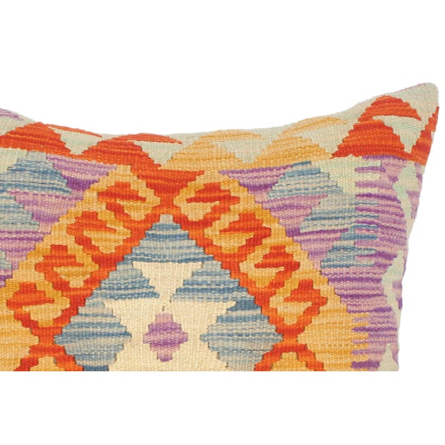 Transitional Bohemian Turkish Lesa Hand Woven Kilim Throw Pillow For Sale - Image 3 of 4