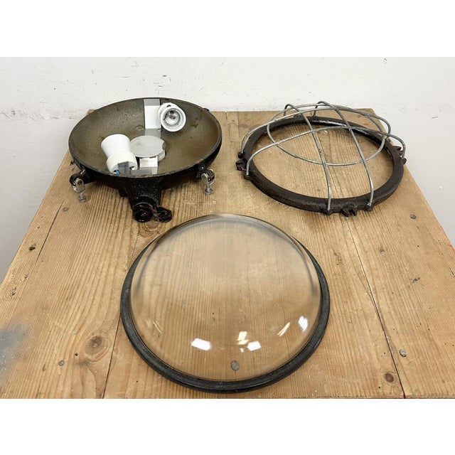 Industrial Black Cast Iron Wall or Ceiling Light from Elektrosvit, 1960s For Sale - Image 11 of 16