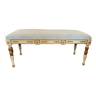 French Louis XVI Style Painted Bench, 1950s For Sale