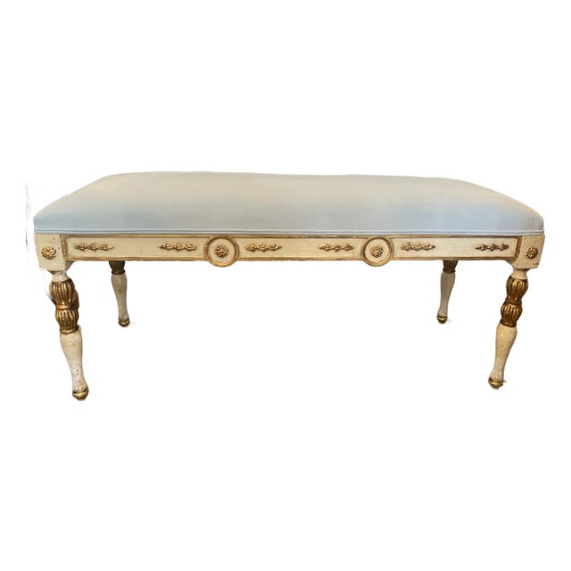 French Louis XVI Style Painted Bench, 1950s For Sale