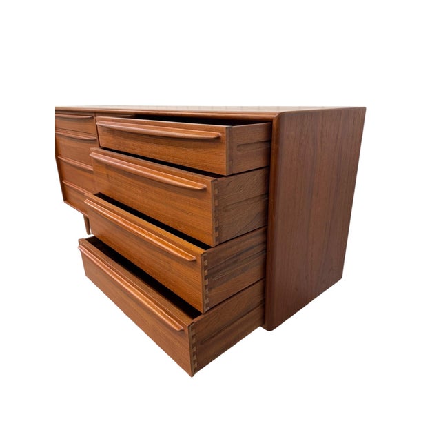 Wood Mid-Century Danish Modern Teak 9-Drawer Dresser - Refinished! For Sale - Image 7 of 12