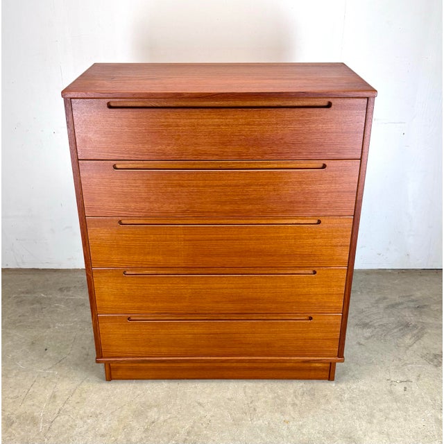 Mid Century Danish Modern Teak Tall Dresser by Nils Jonsson for