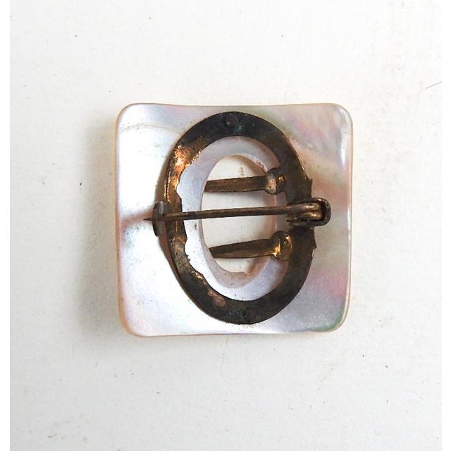 Art Nouveau Small Antique Mother of Pearl Buckle Brooch For Sale - Image 3 of 3