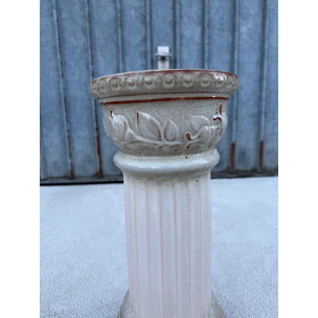 Vintage Ceramic Flower Column with Leaf and Flower Relief, 1960s For Sale - Image 4 of 13