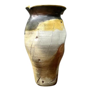 Vintage Original Studio Pottery Skull Vase For Sale