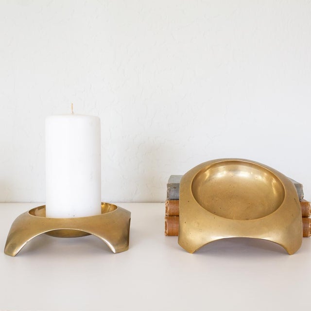 Solid Brass Candle Holders For Large Pillar Candles Set Of Two Chairish