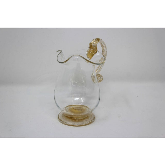 Price reduced $60. Now only $195! This is a very old and lovely Creamer with 24K gold powder infused into the glass. In...