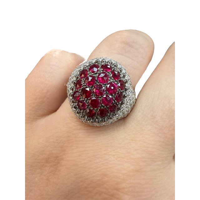 Mouawad, Ruby and Diamond Rosette Ring, Size 6.5 For Sale In Chicago - Image 6 of 7