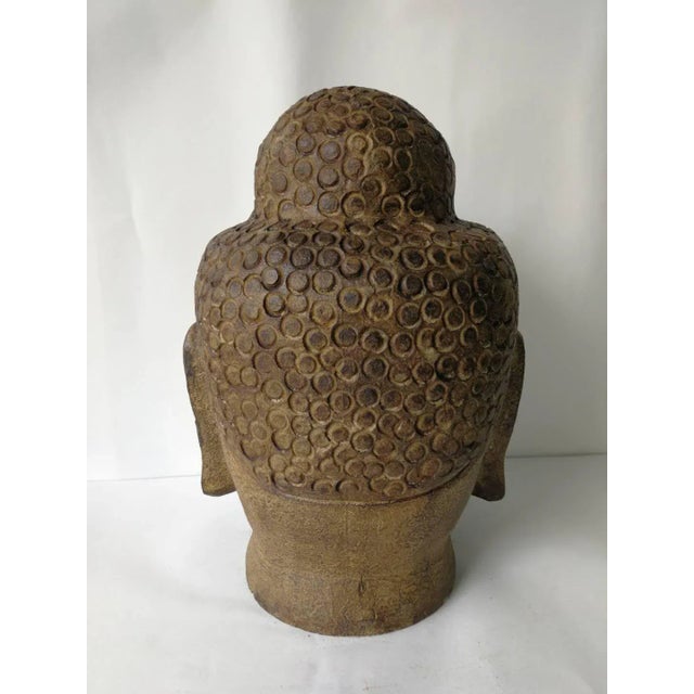 Hand Carved Stone Buddha Head For Sale - Image 9 of 11