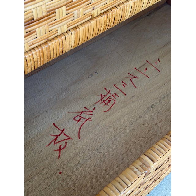 Late 20th Century Refinished Rattan Wrapped Campaign Chest Manner of Bielecky Brothers For Sale - Image 10 of 12