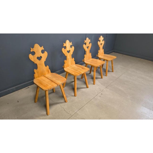Vintage Rustic Tiroler Chairs, 1960s, Set of 4 For Sale - Image 10 of 15