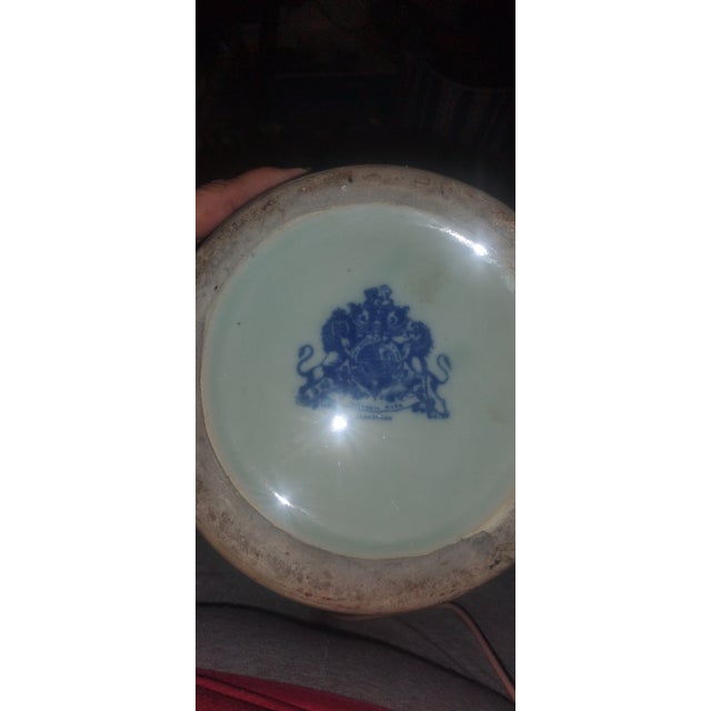 Blue Vintage Victoria Ware Ironstone Ice Bucket - Blue Willow Flow Blue Chinoiserie - 13" For Sale - Image 8 of 12