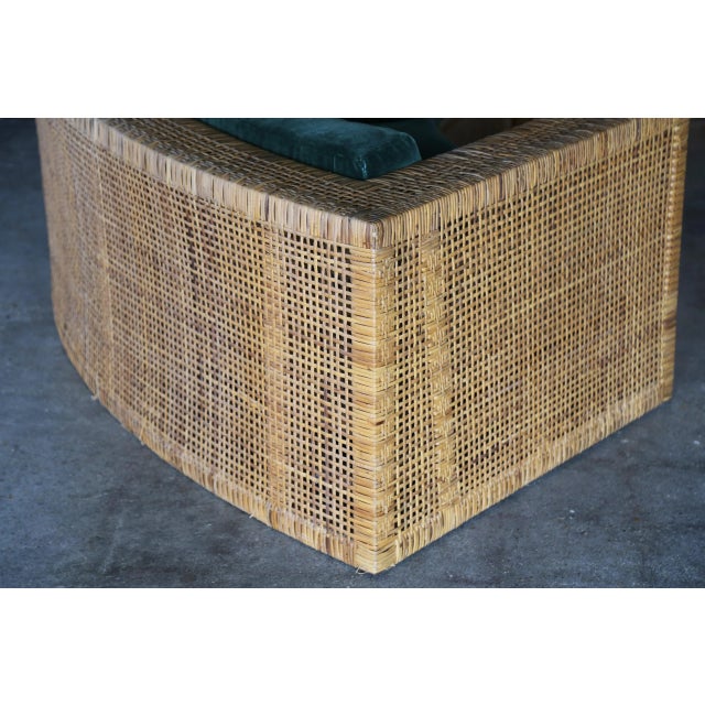 Tropi-cal 1960s Sectional Sofa Danny Ho Fong for Tropi-Cal, Wicker and Mohair Modern For Sale - Image 4 of 9