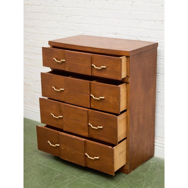 Four Drawer 1950s High Boy With Gold Hardware For Sale - Image 10 of 11