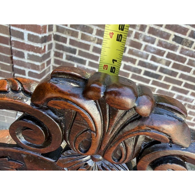 Pair of Antique Anglo-Dutch 19th Century Walnut Carved High Back Hall Chairs For Sale - Image 9 of 12