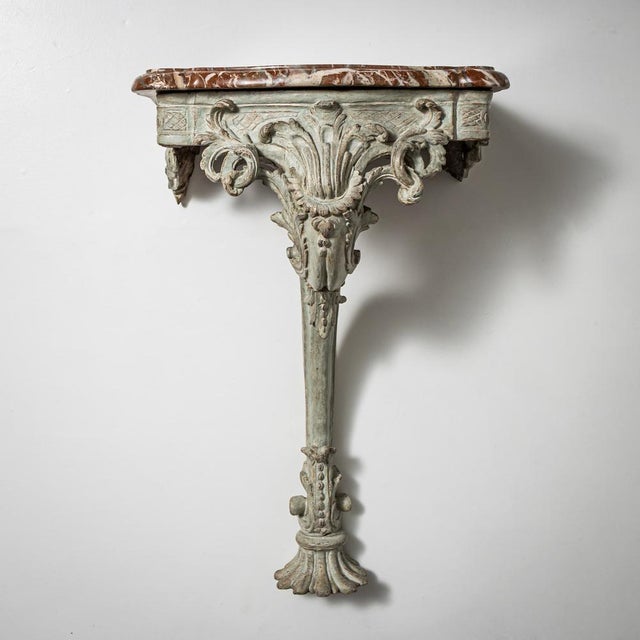 Blue Wall Console with Red Marble Top For Sale - Image 8 of 8