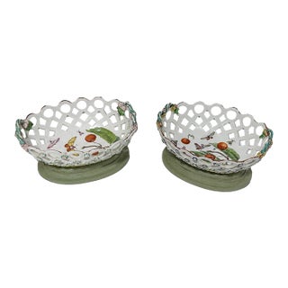 Pair of Derby "Moth Painter" Reticulated Porcelain Baskets C. 1758–1765 For Sale