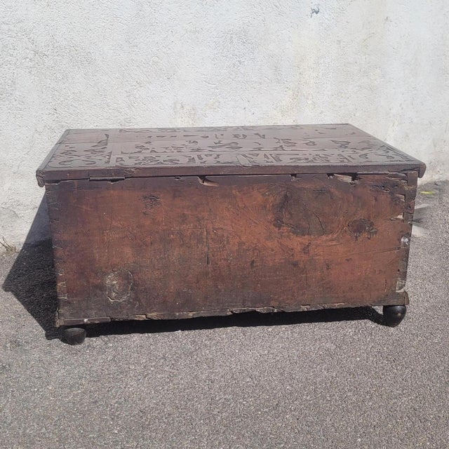 Pyrography-Decorated Cedar Chest, 1600s For Sale - Image 18 of 18