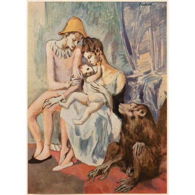 A fine period offset lithograph, full-color print, after painting "Famille D'Acrobates Aves Singe" (The Acrobat's Family...