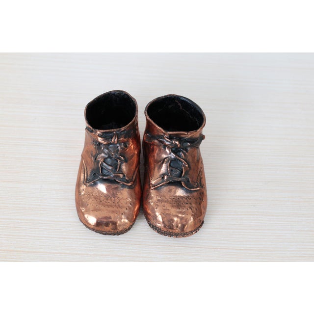 Mid-Century Copper Bronzed Baby Shoes, Vintage Nursery Decor For Sale - Image 14 of 18
