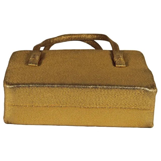 Gold Vintage 50’s After Five Gold Lame Evening Purse For Sale - Image 8 of 8
