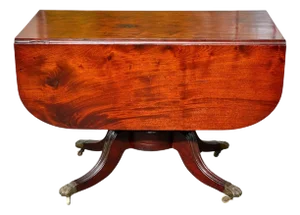 Antique Boston Mahogany Classical Drop Leaf Dining Table