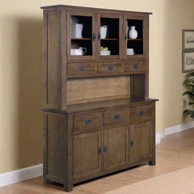 Mission 6 Door & 6 Drawer China Cabinet - Walnut - 59" For Sale - Image 9 of 9