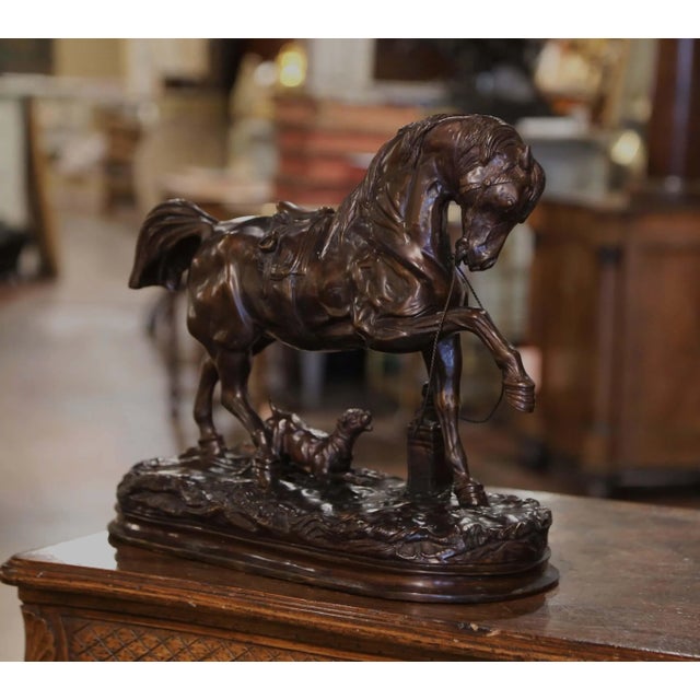 Mid-Century French Patinated Bronze Horse Sculpture After Pierre Lenordez For Sale In Dallas - Image 6 of 11