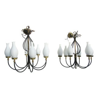 Vintage Chandeliers by Angelo Lelii for Arredoluce, Italy, 1950, Set of 2 For Sale