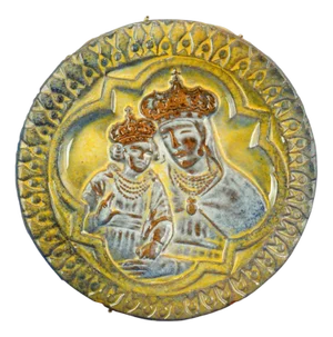 20th Century Ceramic Bas-Relief Medallion Plaque with Madonna and Child by Angelo Biancini, Italy