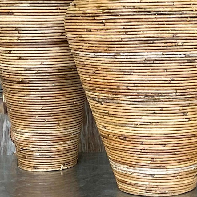 Vintage Coastal Pencil Reed Vases - Set of 2 For Sale - Image 10 of 12