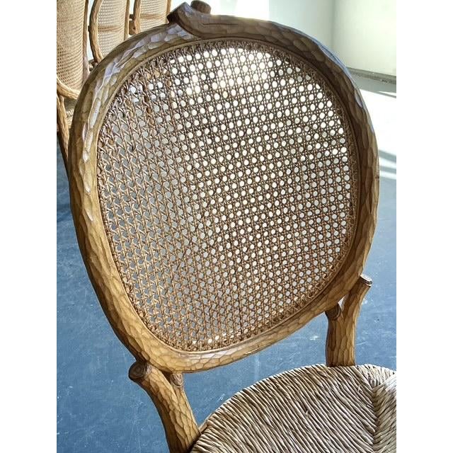 Tan Vintage Boho Lorin Marsh Faux Bois Dining Chairs - Set of 8 For Sale - Image 8 of 10