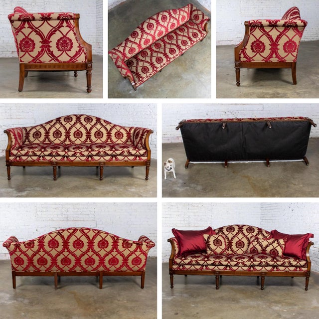 Late 19th to Early 20th Century Louis XVI Camel Back Sofa Directoire Style in Gaston Y Daniela Fabric For Sale - Image 15 of 18