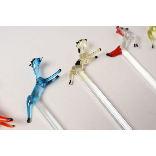 Set of Eight Vintage Blown Glass Animal Cocktail Stirrers With Box by Saxon For Sale - Image 16 of 17