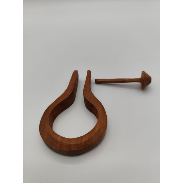 Brown Sculptural Hand-Carved Wooden Wine Bottle Holder, 1950s For Sale - Image 8 of 9