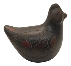 1970s Mexican Black Clay Pottery Chicken