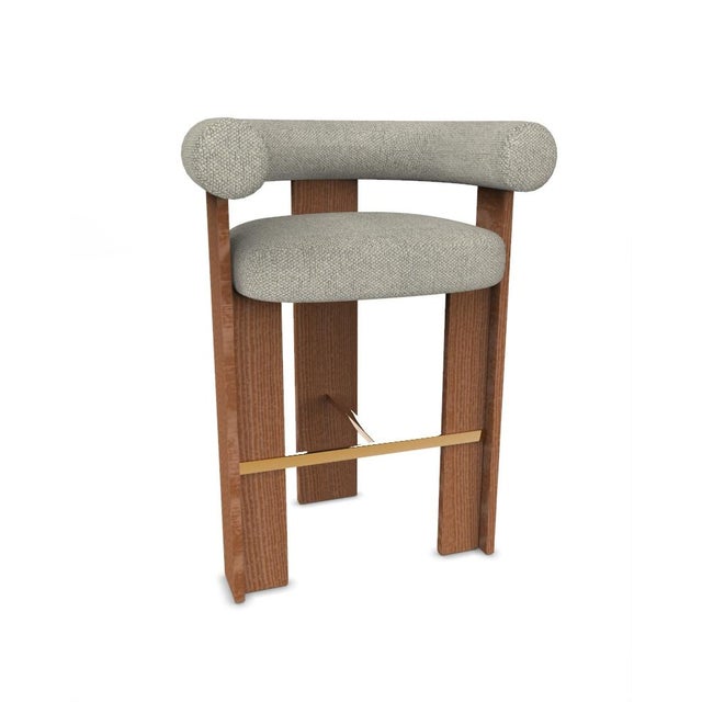 Contemporary Collector Modern Cassette Bar Chair in Safire 08 Fabric and Smoked Oak by Alter Ego For Sale - Image 3 of 7