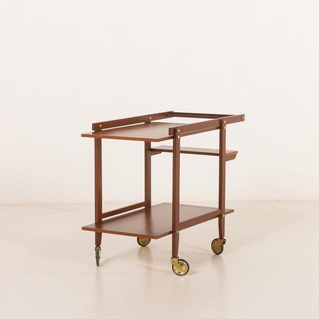 Vintage Brass and Teak Bar Cart, 1960s For Sale - Image 13 of 13