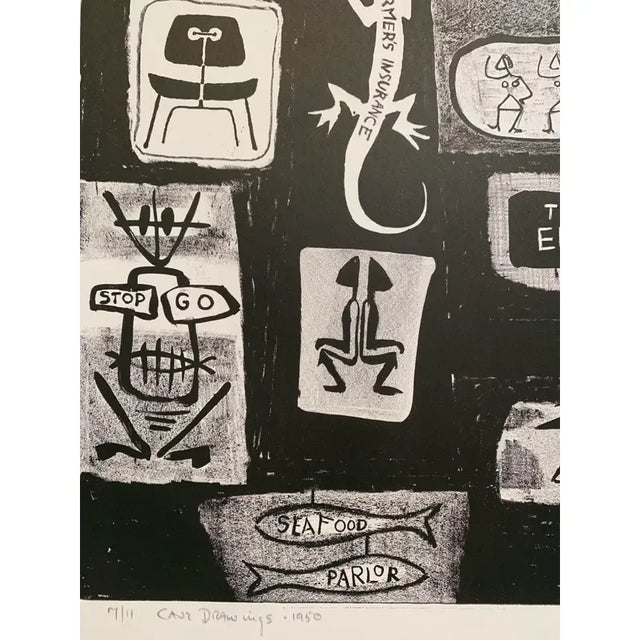 1950 "Cave Drawings" Stone Lithograph Sf Printmaker For Sale - Image 4 of 7