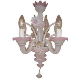 Mid-Century Italian 5-Flame Chandelier in Murano Glass, 1960s For Sale
