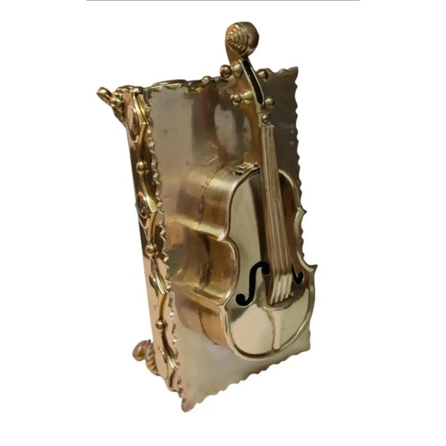 For your consideration. . . A fabulous romantic solid brass hinged storage box adorned with a decorative brass violin...