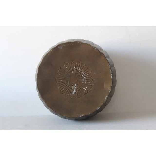 Pleated Bronze Finish Aluminum Barrel Style Garden Stool Mid-Century For Sale In Miami - Image 6 of 12