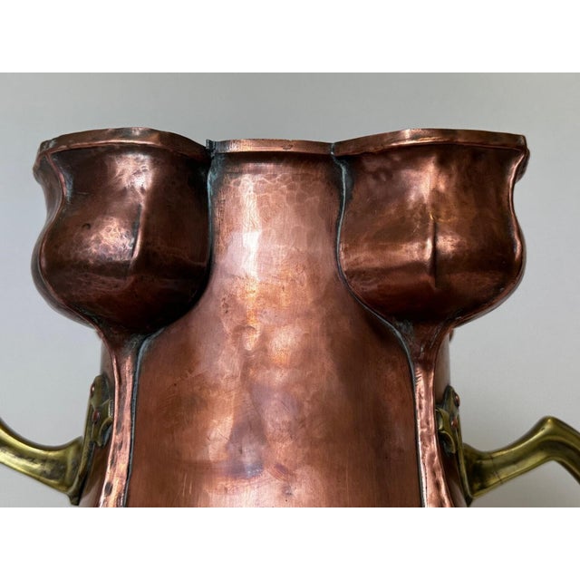 Metal Beautiful Antique Dutch Copper Quatrefoil Cachepot Home Garden Planter With Brass Handles, Tulip Motif, Late 19th C For Sale - Image 7 of 16