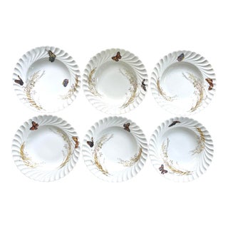 Limoges Haviland Meadow Visitor Butterfly Porcelain Bowls, Late 19th Century For Sale