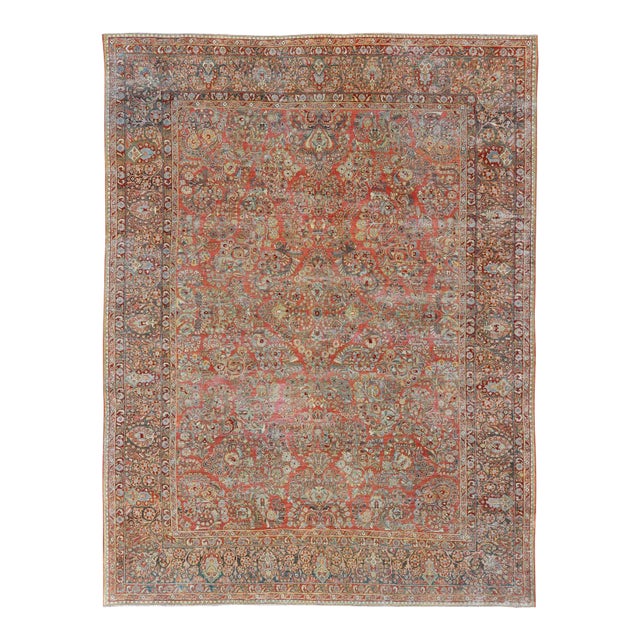 Early 20th Century Antique Persian Sarouk With All-Over Floral Design on a Light Red Field For Sale