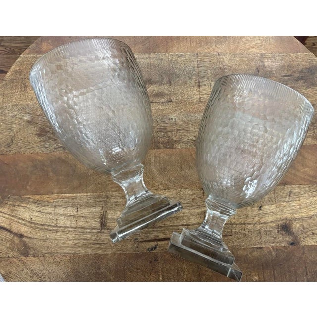 Mid Twentieth Century Molded Glass Apothecary Footed Urns For Sale - Image 4 of 8